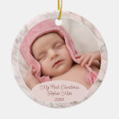 カスタムフォトパステルピンクグレー大理石パターン2023 セラミックオーナメント (正面)