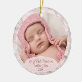 カスタムフォトパステルピンクグレー大理石パターン2023 セラミックオーナメント (左)