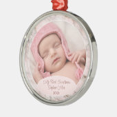 カスタムフォトパステルピンクグレー大理石パターン2023 メタルオーナメント (左)