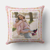 カスタムフォトパステルピンクハッピーグリーンマザーズデイ クッション (裏面)
