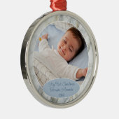 カスタムフォトパステルブルーグレー大理石パターン2023 メタルオーナメント (右)