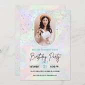 カスタムフォトパステル誕生日パーティー 招待状 (正面/裏面)