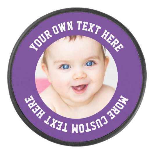 カスタムフォトパパーソナライズされたープル アイスホッケーパック (正面)