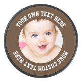 カスタムフォトパーソナライズされたブラウン アイスホッケーパック (正面)