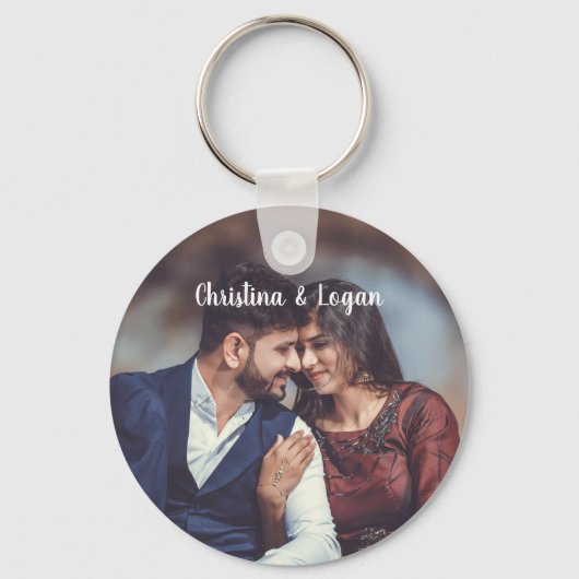 カスタムフォトパーソナライズされたラウンド キーホルダー (正面)