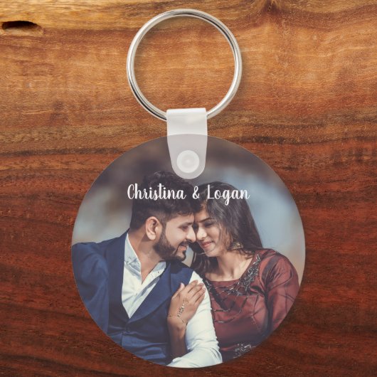 カスタムフォトパーソナライズされたラウンド キーホルダー (正面)