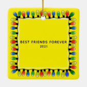 カスタムフォトパーティーライト黄 セラミックオーナメント (裏面)