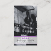 カスタムフォトパープルアクセント灰色ポートレート 名刺 (裏面)