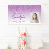 カスタムフォトパープルグリッタードリップ21歳 横断幕 (インサイチュ)