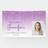カスタムフォトパープルグリッタードリップ21歳 横断幕 (横)