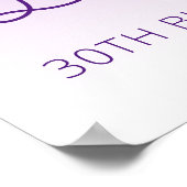 カスタムフォトパープルグリッター30歳の誕生日へようこそ ポスター (角)