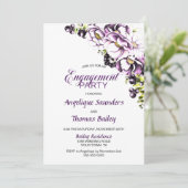 カスタムフォトパープルフローラ婚約パーティ 招待状 (スタンド正面)