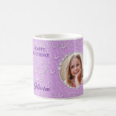 カスタムフォトパープル背景 コーヒーマグカップ (正面右)