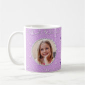 カスタムフォトパープル背景 コーヒーマグカップ (左)
