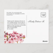 カスタムフォトピンクさくらんぼの花結婚咲きありがとう ポストカード (裏面)