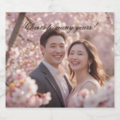 カスタムフォトピンクさくらんぼブロッサムワインボトルラベル スパークリングワインラベル (シングルラベル)