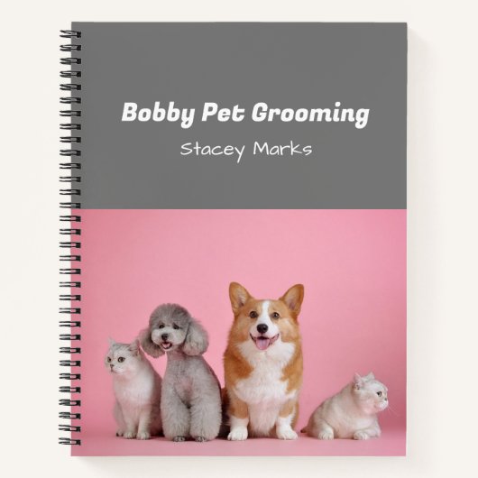 カスタムフォトピンクとグレーのスパイラルノートブック ノートブック (正面)