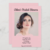カスタムフォトピンクのブライダルシャワー招待 招待状 (正面/裏面)
