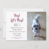 カスタムフォトピンクの子犬の誕生日パーティー 招待状 (正面)