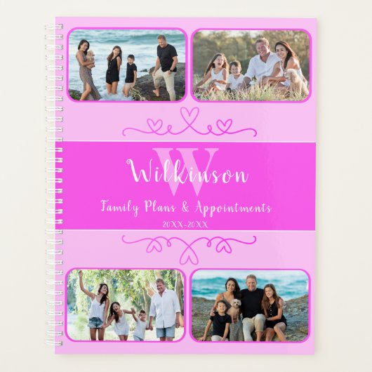 カスタムフォトピンクデザインアポイントメント プランナー手帳 (正面)