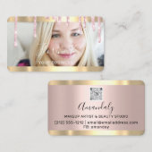 カスタムフォトピンクドリップフレームQrコードロゴ 名刺 (正面/裏面)