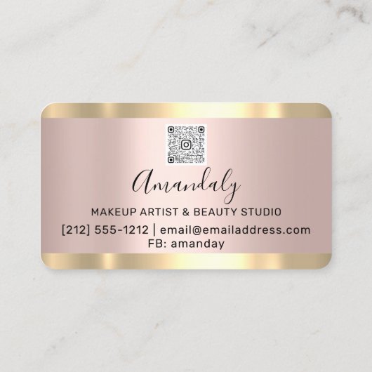 カスタムフォトピンクドリップフレームQrコードロゴ 名刺 (裏面)