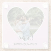 カスタムフォトピンクハートフレーム書モダン跡 ガラスコースター (裏面)