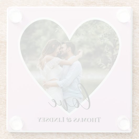 カスタムフォトピンクハートフレーム書モダン跡 ガラスコースター (裏面)