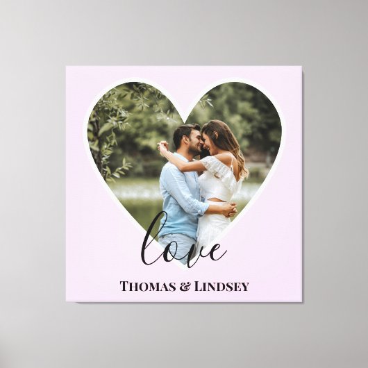 カスタムフォトピンクハートフレーム書モダン跡 キャンバスプリント (正面)