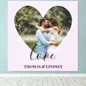 カスタムフォトピンクハートフレーム書モダン跡 キャンバスプリント (インサイチュ (ウッドフロア))