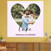 カスタムフォトピンクハートフレーム書モダン跡 キャンバスプリント (インサイチュ (リビング))