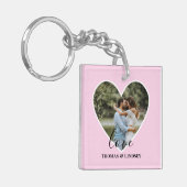 カスタムフォトピンクハートフレーム書モダン跡 キーホルダー (正面左)