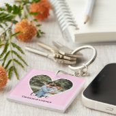 カスタムフォトピンクハートフレーム書モダン跡 キーホルダー (正面右)