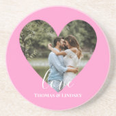 カスタムフォトピンクハートフレーム書モダン跡 コースター (正面)