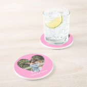 カスタムフォトピンクハートフレーム書モダン跡 コースター (側面)