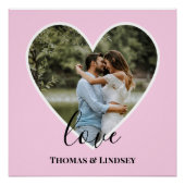 カスタムフォトピンクハートフレーム書モダン跡 ポスター (正面)