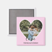 カスタムフォトピンクハートフレーム書モダン跡 マグネット (正面/裏面)