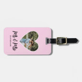 カスタムフォトピンクハートフレーム書モダン跡 ラゲッジタグ (正面横)