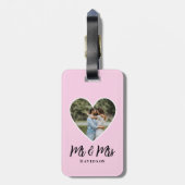 カスタムフォトピンクハートフレーム書モダン跡 ラゲッジタグ (裏面縦)