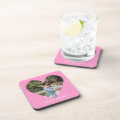 カスタムフォトピンクハートフレーモダンム書道 コースター (右側)