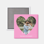 カスタムフォトピンクハートフレーモダンム書道 マグネット (正面/裏面)