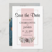 カスタムフォトピンクフローラ セーブザデート (正面/裏面)