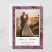 カスタムフォトピンクロマンチックフローラサンキューカード 招待状 (正面)