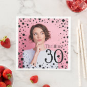 カスタムフォトピンク黒紙吹雪30歳 (インサイチュ)