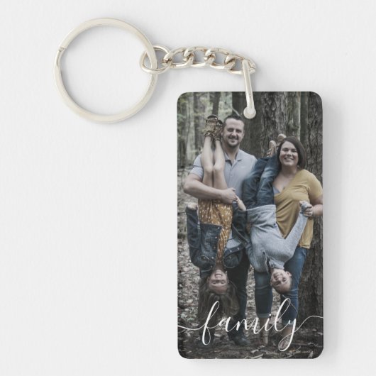カスタムフォトファミリースクリプトキパーソナライズされたーチェーン キーホルダー (正面)