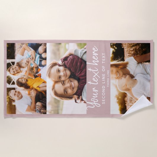 カスタムフォトファミリーフレンズモダンおもしろい赤面 ビーチタオル (正面)