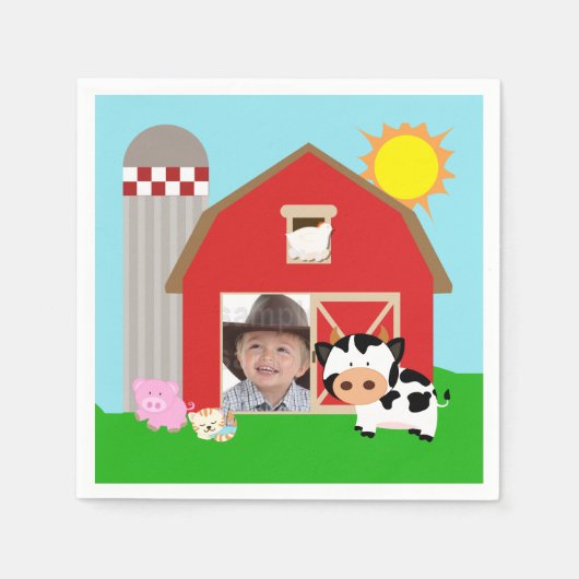 カスタムフォトファーム誕生日紙ナプキンス スタンダードカクテルナプキン (正面)