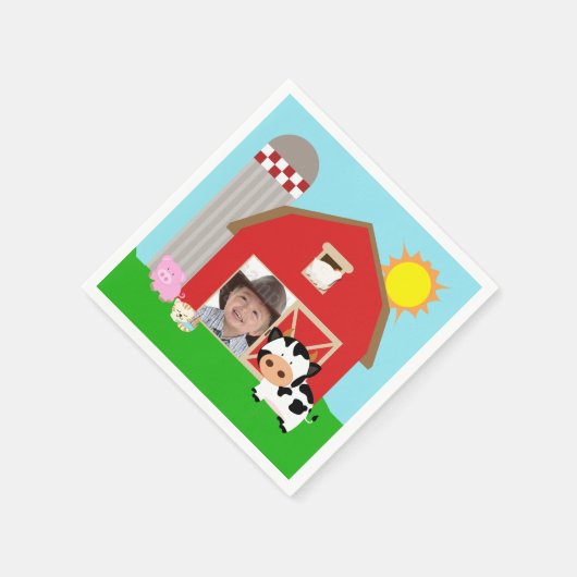 カスタムフォトファーム誕生日紙ナプキンス スタンダードカクテルナプキン (角)