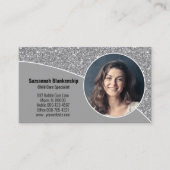 カスタムフォトフェイクシルバーグリッターQRコード背面 名刺 (正面)