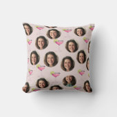 カスタムフォトフェイス＆カクテル | パーソナライズドピンク クッション (正面)